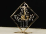 Metal Stand Diamond Shape with Hanging Chandelier